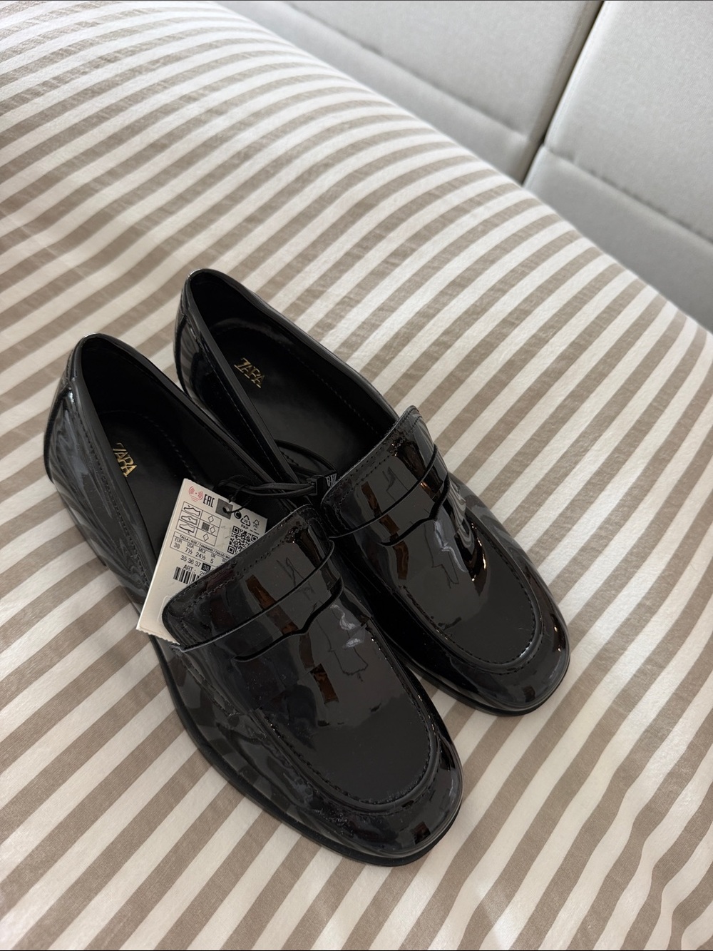 Zara Black Patent Penny Loafers